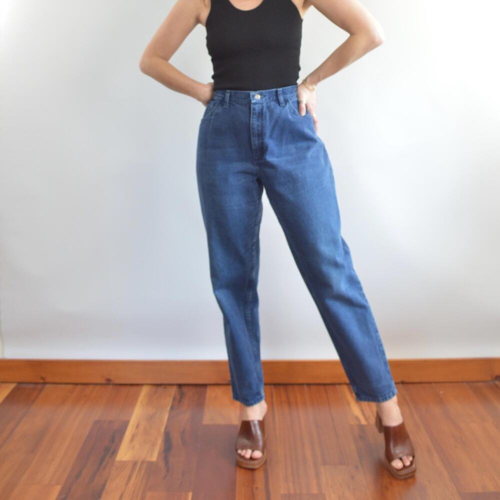 over dyed dark wash vintage high waisted straight leg gitanos